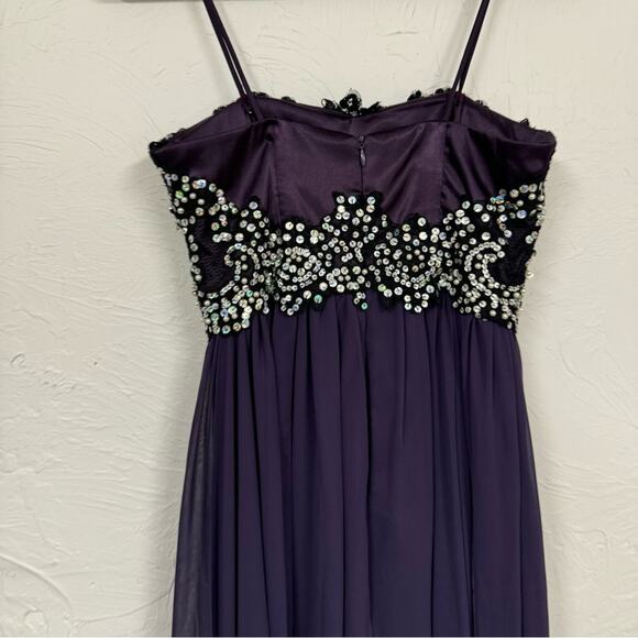 Narianna Purple Sequined Gown Womens XS Formal Bridesmaid Prom High Slit Dress - Picture 10 of 14
